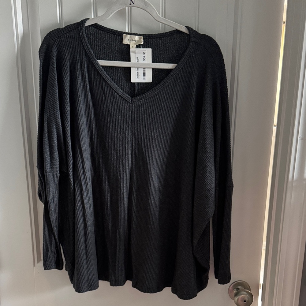 Women's Black V-Neck Sweatshirt